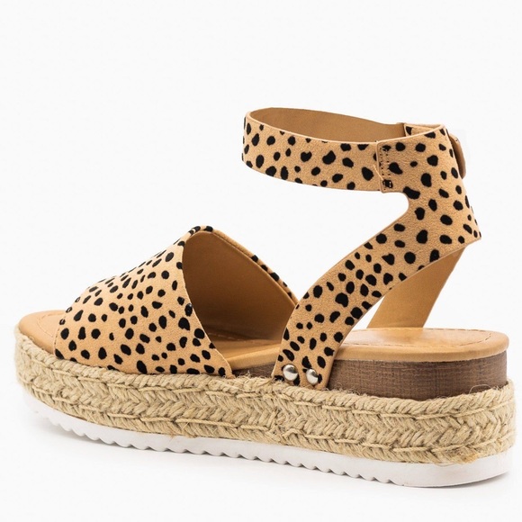 Soda Leopard Cheetah Espadrille Platform Sandals - Picture 6 of 8
